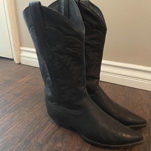 Black Leather Ladies Cowboy Boots